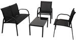 DEGAMO Lounge Set ARONA 4-teilig, Metall + Kunstgewebe schwarz