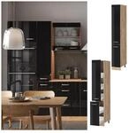 Vicco Apothekerhochschrank K&uuml;chenschrank R-Line Solid Eiche Schwarz 30 cm modern
