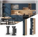 Vicco Apothekerhochschrank Fame-Line Eiche Dunkelblau Hochglanz 30 cm