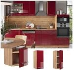 Vicco H&auml;ngeschrank K&uuml;chenschrank K&uuml;chenm&ouml;bel Fame-Line Eiche Rot Bordeaux modern