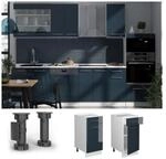 Vicco Schubunterschrank Fame-Line Wei&szlig; Dunkelblau Hochglanz 40 cm ohne Arbeitsplatte