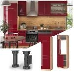 Vicco K&uuml;hlumbauschrank K&uuml;chenschrank K&uuml;chenm&ouml;bel Fame-Line Eiche Rot Bordeaux