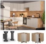 Vicco Eckunterschrank Fame-Line Eiche Grau-Beige gerahmt 87 cm ohne Arbeitsplatte