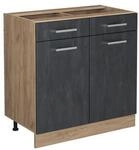 Vicco Schubunterschrank R-Line Schwarz Beton Eiche 80 cm ohne Arbeitsplatte