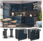 Vicco Schubunterschrank Fame-Line Anthrazit Dunkelblau Hochglanz 80 cm mit
