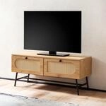 TV-Board 100cm MDF Eiche Dekor 2 Schubladen Wiener Geflecht Ratten...