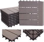 WPC Bodenfliese Sarthe + Abschluss, Holzoptik Balkon/Terrasse, 11x je 30x30cm = 1qm