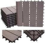 WPC Bodenfliese Sarthe + Abschluss, Holzoptik Balkon/Terrasse, 11x je 30x30cm = 1qm
