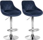 CLP 2er Set Barhocker Lazio Mit Samtbezug I Drehbarer Thekenhocker Mit Fu&szlig;st&uuml;tze I
