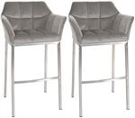 CLP Barhocker 2er Set mit Lehne Damaso, Barst&uuml;hle gepolstert mit Samtbezug,