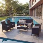 3-2-1-1 Poly-Rattan Garten-Garnitur Hamar, Lounge-Set Sitzgruppe Sofa ~ anthrazit,