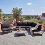 Garten-Garnitur mit Sessel MCW-H54, Lounge-Set Sofa, Spun Poly Akazie Holz MVG