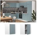 Vicco Eckh&auml;ngeschrank K&uuml;chenschrank R-Line Solid Wei&szlig; Blau Grau 57 cm modern
