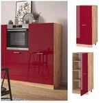 Vicco Backofenumbauschrank K&uuml;chenschrank K&uuml;chenzeile R-Line 60 cm Eiche Bordeaux