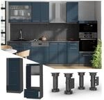 Vicco Mikrowellenschrank Fame-Line Anthrazit Dunkelblau Hochglanz 60 cm mit Schublade