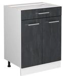 Vicco Schubunterschrank R-Line Schwarz Beton Wei&szlig; 60 cm ohne Arbeitsplatte