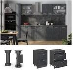 Vicco Schubladenunterschrank R-Line Schwarz Beton Anthrazit 60 cm mit Arbeitsplatte