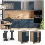 Vicco Unterschrank Fame-Line Eiche Dunkelblau Hochglanz 60 cm mit Arbeitsplatte