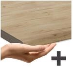 Vicco Eckunterschrank R-Line Schwarz Beton Wei&szlig; 87 cm mit Arbeitsplatte Eiche