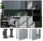 Vicco Unterschrank Fame-Line Wei&szlig; Hellblau-Grau gerahmt 80 cm mit Arbeitsplatte