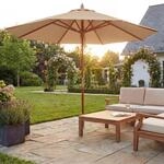 Gastronomie Holz-Sonnenschirm MCW-C57, Gartenschirm, Polyester/Holz 16kg, rund...