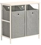 SoBuy W&auml;scheschrank mit 2 faltbaren W&auml;schek&ouml;rben Wei&szlig; 77x38x80cm Funktional