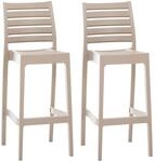 CLP 2er Set Outdoor-Barhocker Ares Mit Fu&szlig;st&uuml;tze I Stapelbare Tresenhocker In