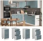 Vicco Schubladenunterschrank K&uuml;chenschrank R-Line Solid Wei&szlig; Blau Grau 40 cm modern