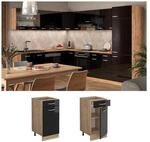 Vicco Schubunterschrank K&uuml;chenschrank R-Line Solid Eiche Schwarz 40 cm modern