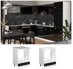 Vicco Herdschrank K&uuml;chenschrank R-Line Solid Wei&szlig; Schwarz 60 cm modern