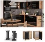 Vicco Eckunterschrank K&uuml;chenschrank R-Line Solid Eiche Schwarz 86 cm modern