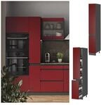 Vicco Apothekerhochschrank K&uuml;chenschrank K&uuml;chenm&ouml;bel R-Line J-Shape Anthrazit Rot