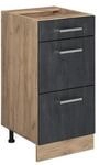 Vicco Schubladenunterschrank R-Line Schwarz Beton Eiche 40 cm ohne Arbeitsplatte