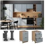 Vicco Schubladenunterschrank Fame-Line Eiche Hellblau-Grau gerahmt 50 cm mit