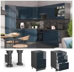 Vicco Schubladenunterschrank Fame-Line Anthrazit Dunkelblau Hochglanz 50 cm mit