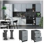 Vicco Schubladenunterschrank Fame-Line Anthrazit Hellblau-Grau gerahmt 50 cm mit