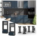 Vicco Mikrowellenschrank Fame-Line Anthrazit Dunkelblau Hochglanz 60 cm mit Schublade