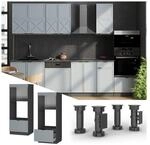 Vicco Mikrowellenschrank Fame-Line Anthrazit Hellblau-Grau gerahmt 60 cm mit