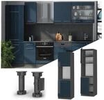 Vicco Herdschrank Fame-Line Anthrazit Dunkelblau Hochglanz 60 cm 2 T&uuml;ren