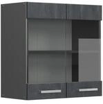 Vicco H&auml;ngeglasschrank R-Line Schwarz Beton Anthrazit 60 cm