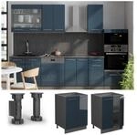 Vicco Unterschrank Fame-Line Anthrazit Dunkelblau Hochglanz 60 cm ohne Arbeitsplatte