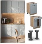 Vicco Schubunterschrank Fame-Line Eiche Hellblau-Grau gerahmt 60 cm ohne