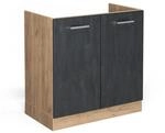 Vicco Sp&uuml;lenunterschrank R-Line Schwarz Beton Eiche 80 cm ohne Arbeitsplatte