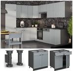 Vicco Schubunterschrank Fame-Line Anthrazit Hellblau-Grau gerahmt 80 cm mit