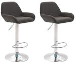 CLP 2er Set Barhocker Braga Mit Stoffbezug I 2 x Barstuhl Mit Lehne Und Fu&szlig;st&uuml;tze