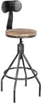 CLP Barhocker Hanam im Industrial-Look I H&ouml;henverstellbarer Barhocker mit Holzsitz