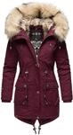 NAVAHOO Damen stylischer Wintermantel Baumwollparka mit Kunstfell-Kapuze...
