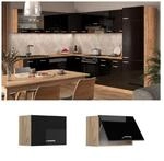 Vicco H&auml;ngeschrank flach K&uuml;chenschrank R-Line Solid Eiche Schwarz 60 cm modern