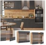 Vicco H&auml;ngeglasschrank K&uuml;chenschrank K&uuml;chenm&ouml;bel Fame-Line Eiche Anthrazit-Gold