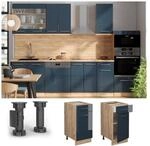 Vicco Schubunterschrank Fame-Line Eiche Dunkelblau Hochglanz 40 cm mit Arbeitsplatte